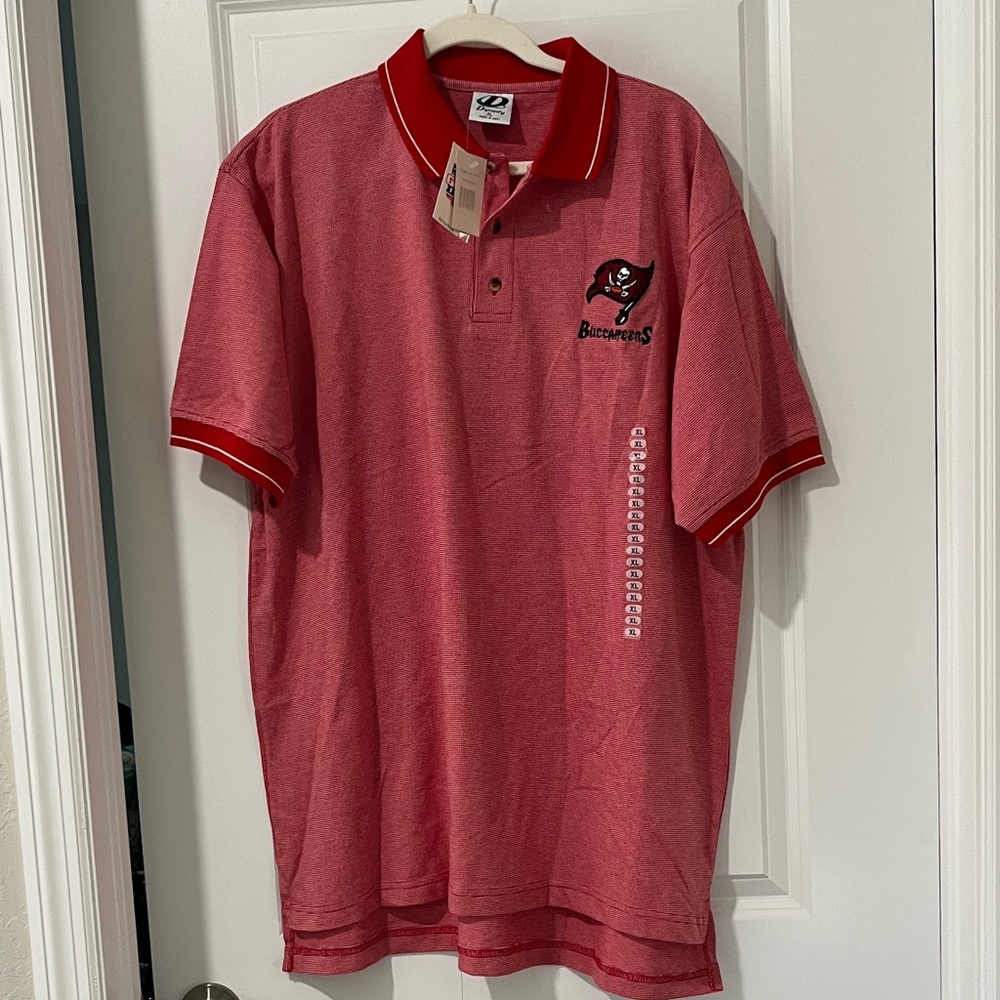 VTG Authenic HologramRed Buccaneers Polo Shirt Embroidered Logo NWT SZ XL
